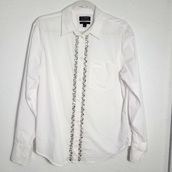 J. CREW Embellished Garçon Shirt with Tulle Cotton Poplin, $148, CF452 - Picture 5 of 11